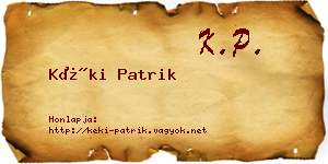 Kéki Patrik névjegykártya
